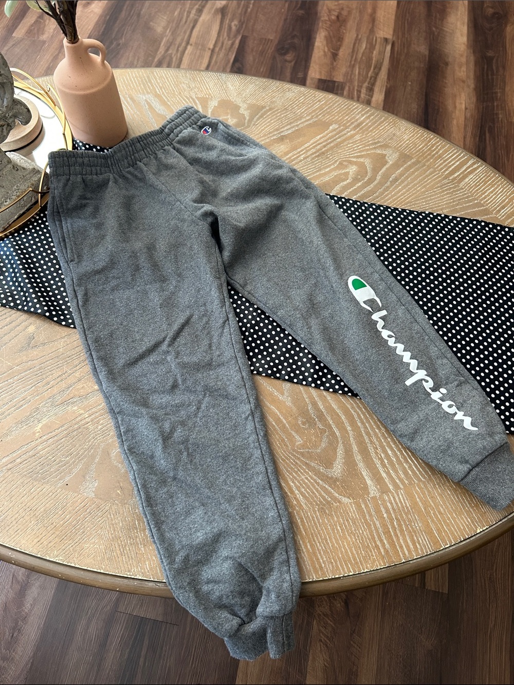 Boys Champion Kids Gray Logo Sweatpants Athletic Joggers Medium 10